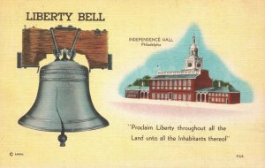 Vintage Postcard 1930's Liberty Bell Independence Hall Building Philadelphia PA