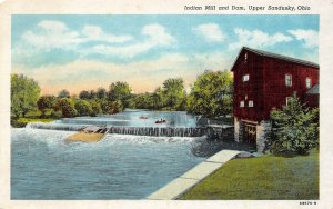 LP04 Upper Sandusky  Ohio Postcard Indian Mill Dam
