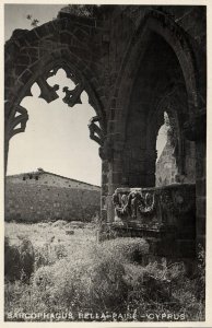 cyprus, BELLAPAIS, Roman Sarcophagus Abbey (1950s) Mangoian Bros. RPPC Postcard