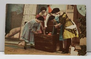 Stage Life - Women With Girl in Crate 1908 Postcard F20