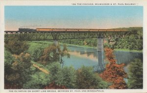 Olympian Train At Minneapolis Bridge Railway USA Postcard