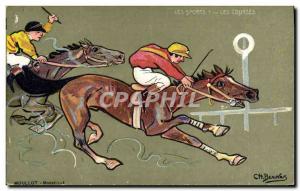 Old Postcard Horse Riding Equestrian Illustrator The races Beauvais