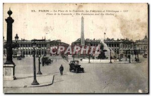 Old Postcard Paris Place de la Concorde and the Obelisk Fountain Place de la ...