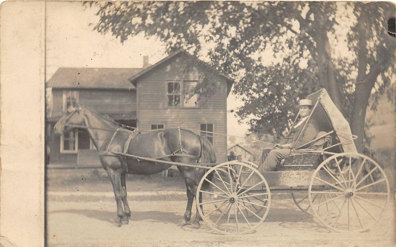 F19/ Elkland Pennsylvania RPPC Postcard Horse Buggy Home