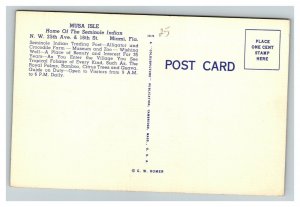 Vintage 1940's Postcard Musa Isle Seminole Indian Village NW 25th. Miami Florida