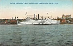 STEAMER SHIP ADIRONDACK~ONE OF THE NIGHT BOATS ~ALBANY TO NEW YORK CITY POSTCARD