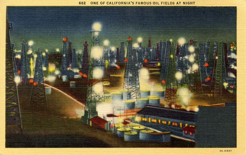 CA - Southern California Oil Field at Night