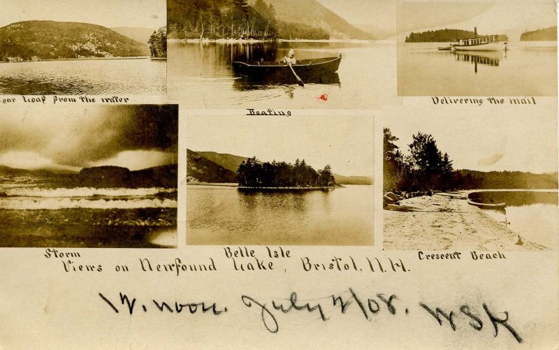 NH - Bristol. Views on Newfound Lake, 1908. RPPC