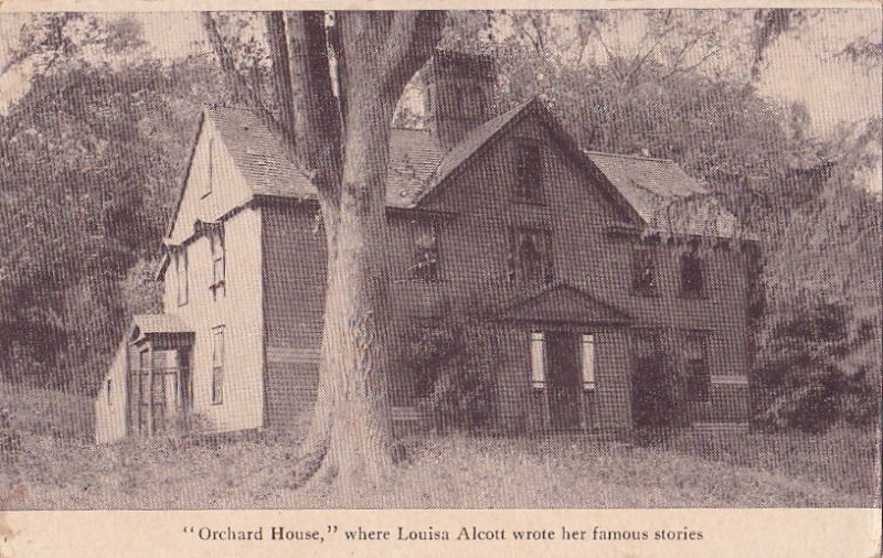 Postcard Orchard House where Louisa Alcott wrote her famous stories