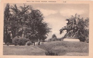 Postcard Trails End Statue Waupun Wisconsin