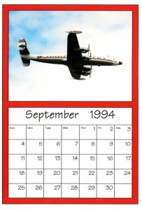 Calendar Card September 1994 Airplanes AirShow '94 Boeing Super Constell...