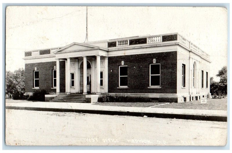 1921 Post Office Building Madison South Dakota SD RPPC Photo Vintage Postcard