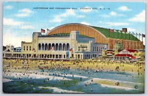 Auditorium And Convention Hall Atlantic City New Jersey Beach In Front Postcard