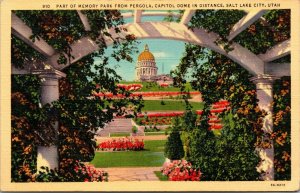 Vtg 1930's View Of Capitol Dome From Memory Park Salt Lake City Utah UT Postcard