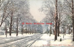 MI, Battle Creek, Michigan, Maple Street, Winter Scene, 1908 PM, JD Smith Pub