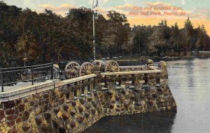 Fort Spanish Gun Cannon Glen Oak Park Peoria Illinois 1910c postcard