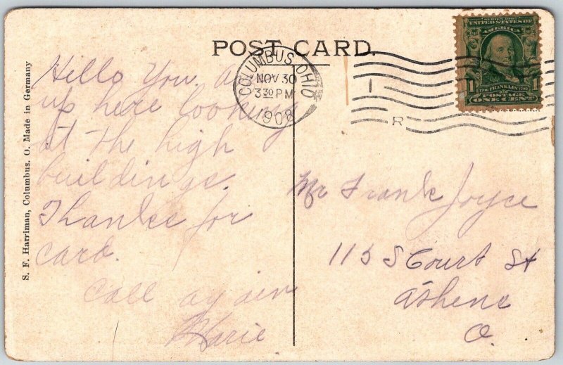 Columbus Ohio 1908 Postcard East Broad Street