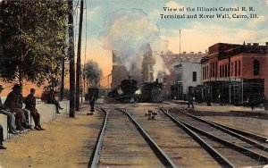 View of the Illinois Central RR Terminal and River Wall Cairo, Ill, USA Illin...