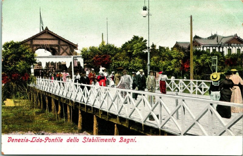 Vtg Postcard Venezia Venice - Lido Pontile dello Stabilimento Bagni - Undivided