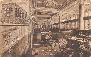 Pennsylvania,  WARREN NATIONAL BANK-Interior-VP Office & Lobby  c1910's Postcard