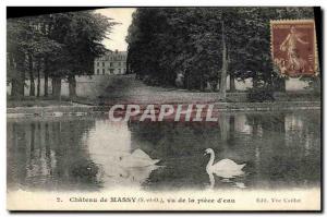 Old Postcard Chateau De Massy Given the Piece Water Swans