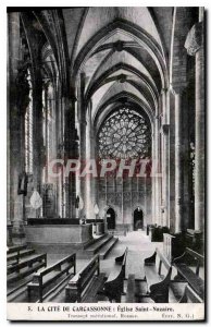 Old Postcard La Cite Carcassonne Eglise Saint Nazaire southern transept Rosette