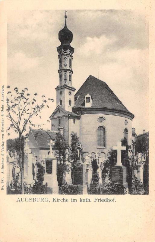 Augsburg Germany Church and Graveyard Antique Postcard J40545