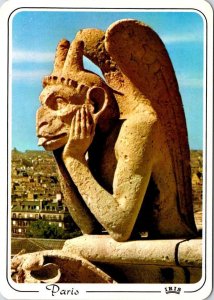 Paris, France  NOTRE DAME CHIMERA~GARGOYLE  Scary Creature Statue  4X6 Postcard
