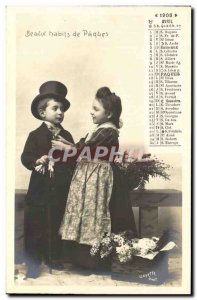 Old Postcard Calendar April 1903 Beautiful Easter Games Kids clothes