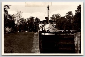 Sweden RPPC Gota Kanal Ship Diana An Old Lock At The Canalroute Postcard P24