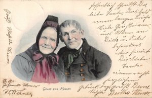 US3633 Germany Gruss aus Hessen, Old Couple Family Postcard