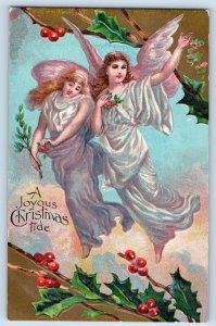 Christmas Postcard Holy Angel Berries Embossed Fairmont Minnesota MN c1910's