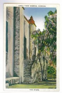 San Gabriel Mission, The Steps, California, The Steps, unused linen PPC