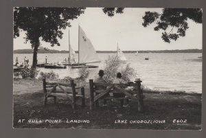 Lake Okoboji IOWA 1946 GULL POINT LANDING Beach Resort SAILBOATS Dock IA B3