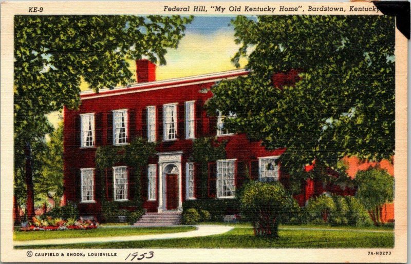 VTG Postcard Federal Hill Old Kentucky Home Bardstown 1953 John Rowan Sr  271