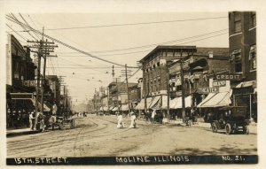 PC CPA U.S.,ILL., MOLINE, 15th STREET SCENE, REAL PHOTO POSTCARD (b4491)