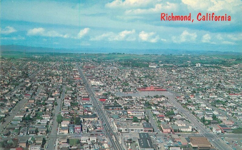 Postcard California Richmond 1960s Airview US 80 Hakanson 23-5986