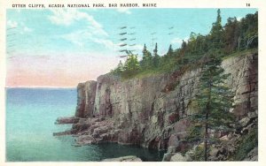 Bar Harbor ME-Maine, 1936 Otter Cliffs Acadia National Park, Vintage Postcard