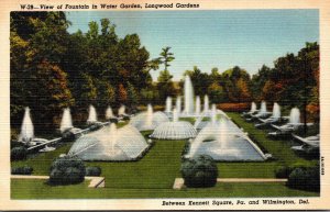 Delaware Wilmington Longwood Gardens View Of Fountain In Water Gardens Curteich