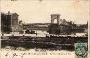 CPA BELLEVILLE-sur-SAONE Le Pont suspendu et le Port (444205)