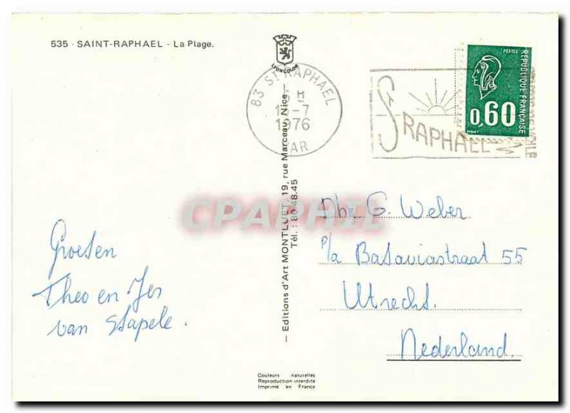 Modern Postcard Saint Raphael The Beach