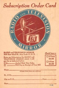 New York City Radio and Television Mirror Subscription Card Postal PC AA56510