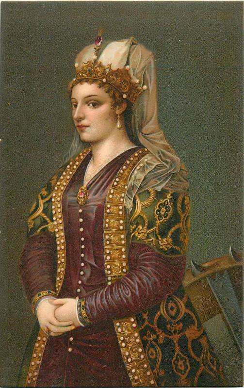 Art vintage postcard Caterina Cornaro - Tiziano Vecellis