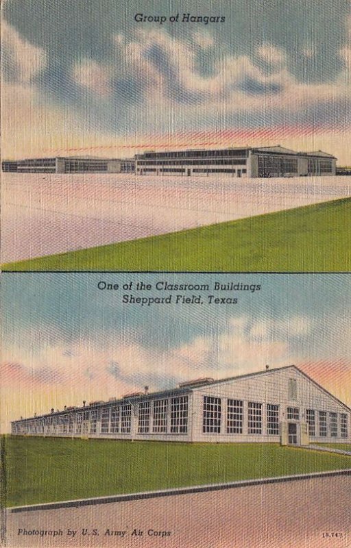 Postcard Hangars + Classroom Buildings Sheppard Field Texas TX