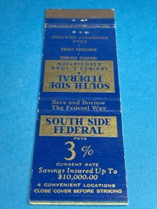Vintage Matchbook Cover South Side Federal Cleveland Ohio MB160