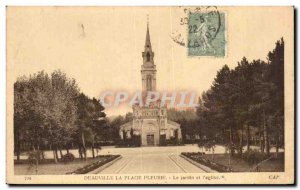 Old Postcard Deauville La Plage Fleurie The garden and & # 39eglise Cape