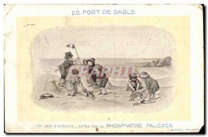 Old Postcard Advertisement Fort sand Phosphatine Falieres Children