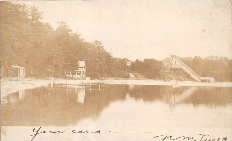 12664 MA Whitman 1905 Whitman Pond, Shoot the Chute ride  and Beach Real Photo