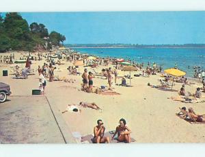 Unused Pre-1980 PEOPLE AT BEACH & MCCOOK'S POINT Niantic Connecticut CT v5381