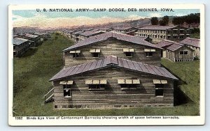 CAMP DODGE,  Des Moines, IA Iowa ~ CANTONMENT BARRACKS 1918 Military  Postcard